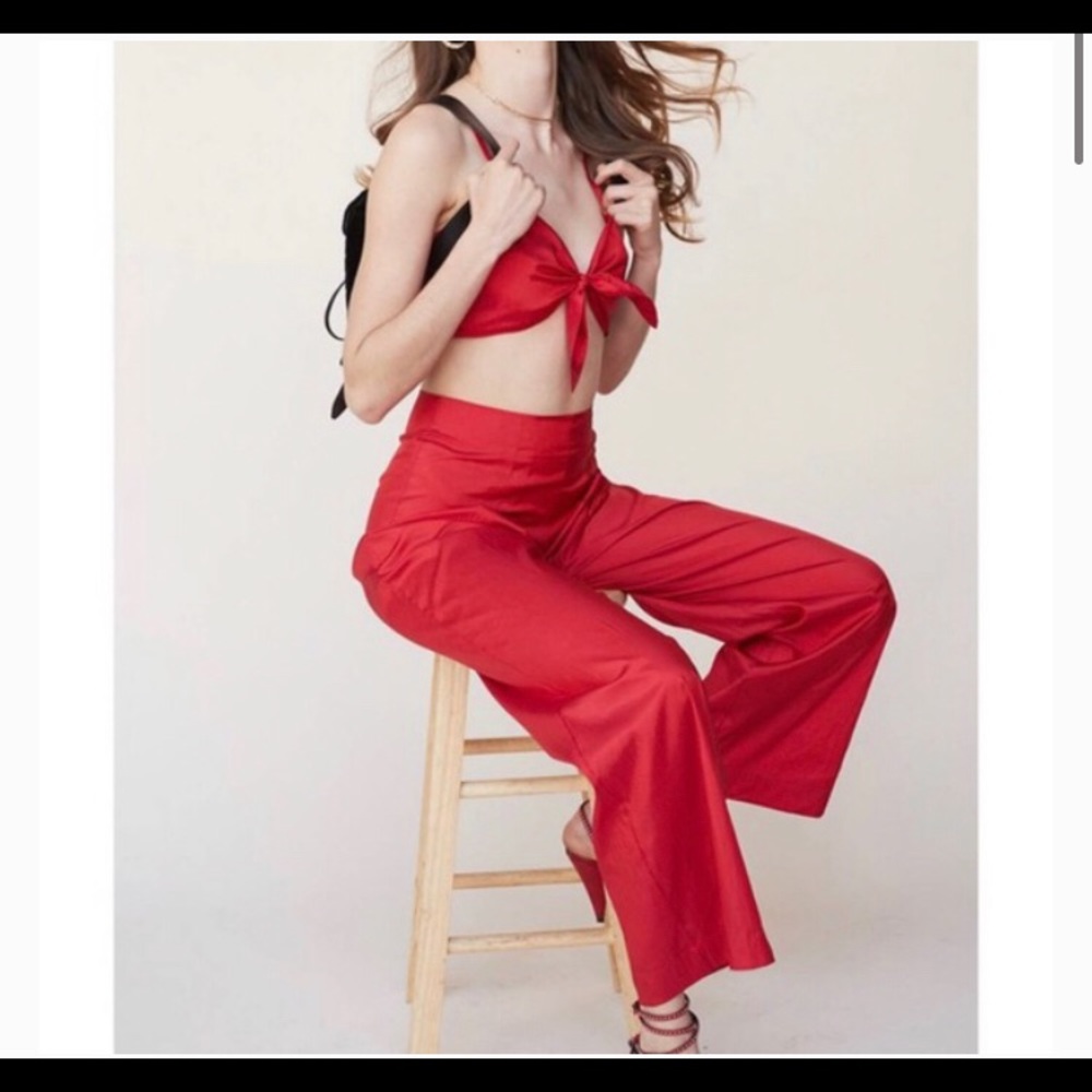 LPA Red Wide Leg High-Waisted Pants - Picture 13 of 13